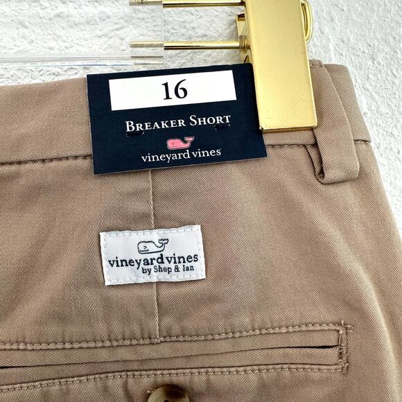 Vineyard Vines Boy Stretch Breaker Shorts Size 16 Khaki Chino Preppy New - Picture 5 of 8